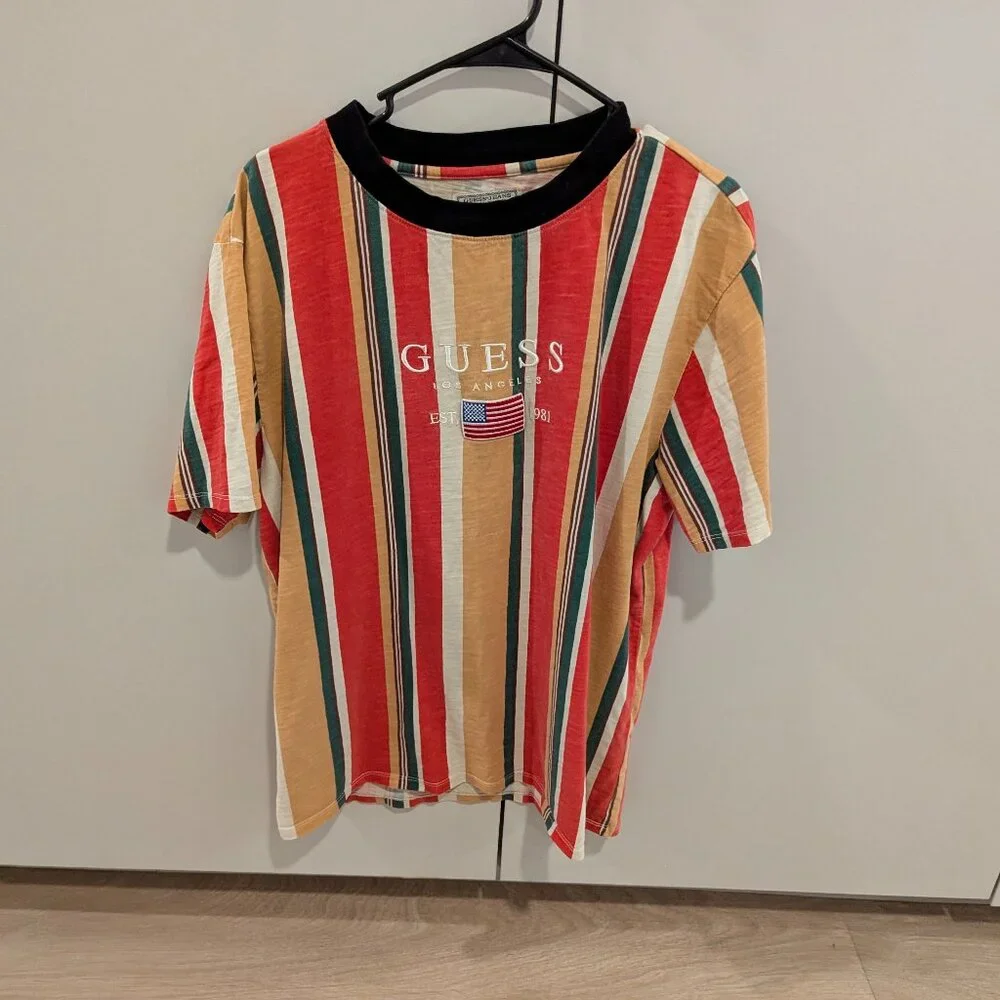 Urban Outfitters Guess Originals Striped Sayer Short Sleeve Hip Hop Casual - Picture 3 of 7